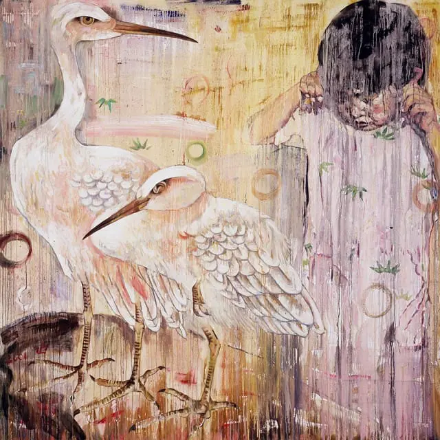 Annunciation, 2001. Oil on canvas. 80 x 80 inches (203.2 x 203.2 cm). Collection of Mr. and Mrs. H. I. Grousbeck.