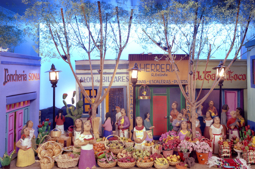 Aguilar Family, Flower and Fruit Market, components acquired and assembled between 1969 and the late 1980s. Mixed Media. Collection of the Oakland Museum of California, gift of the Estate of Rex May. Photo: Kaz Tsuruta.