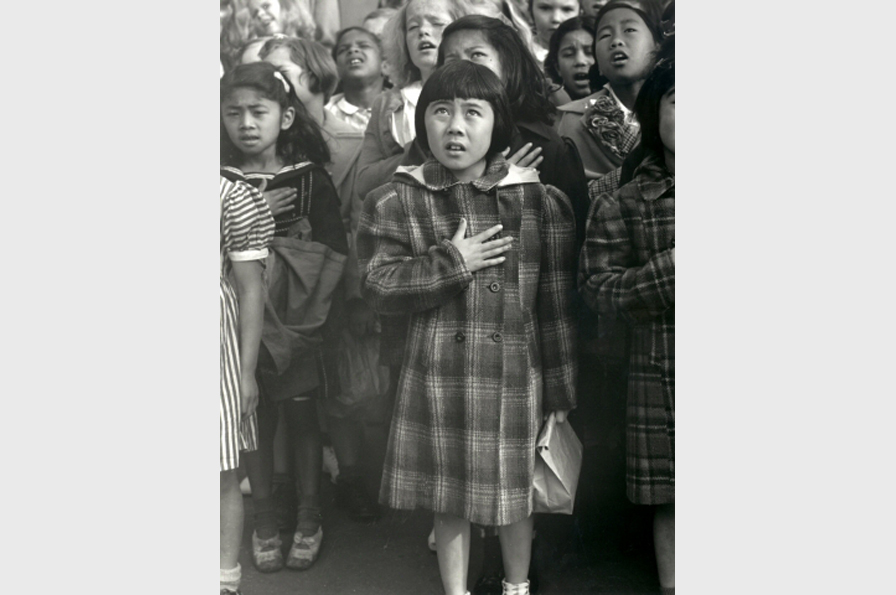 One Nation Indivisible (Pledge of Allegiance at Rafael Weill Elementary School a Few Weeks Prior to Evacuation), San Francisco, April 20, 1942_lo-res