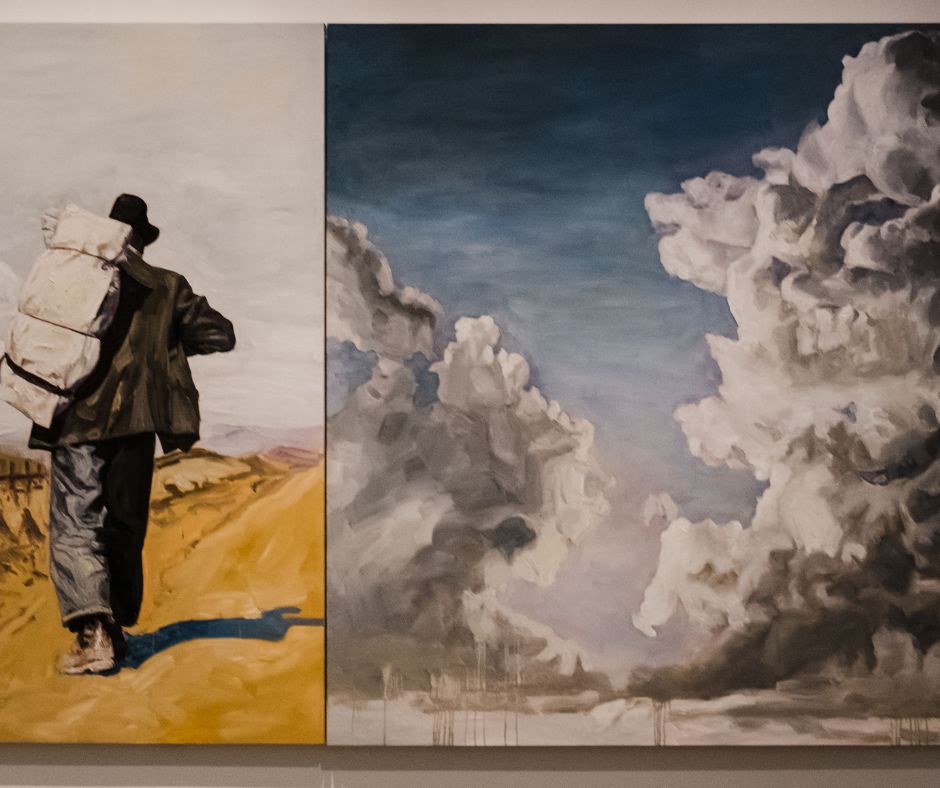 刘虹，Bindlestiff，2015。布面油画，80 x 120英寸。由加州奥克兰博物馆收藏。用艺术收购基金的资金购买的。