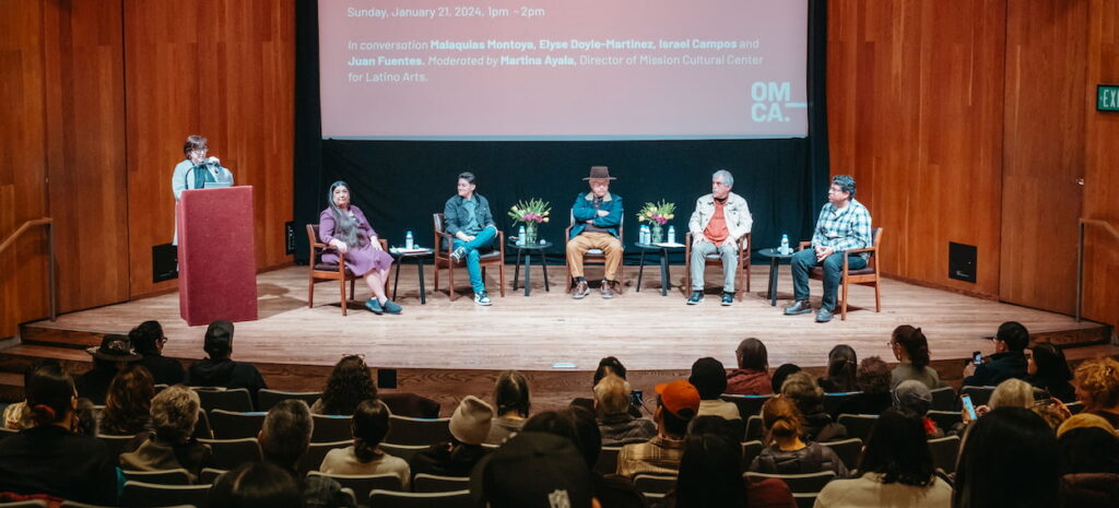 Panel on stage - Por el Pueblo: Exploring Intergenerational Chicanx Dialogue Around Art And Practice at OMCA