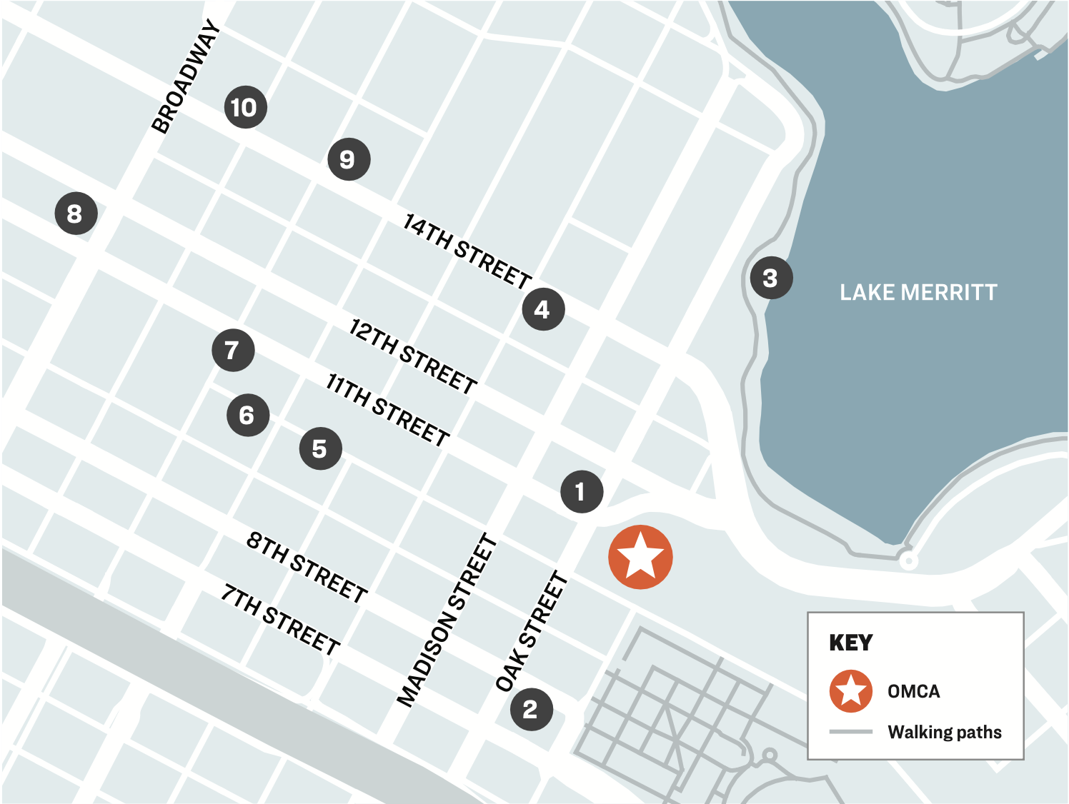 Map of restaurants near the oakland museum of california